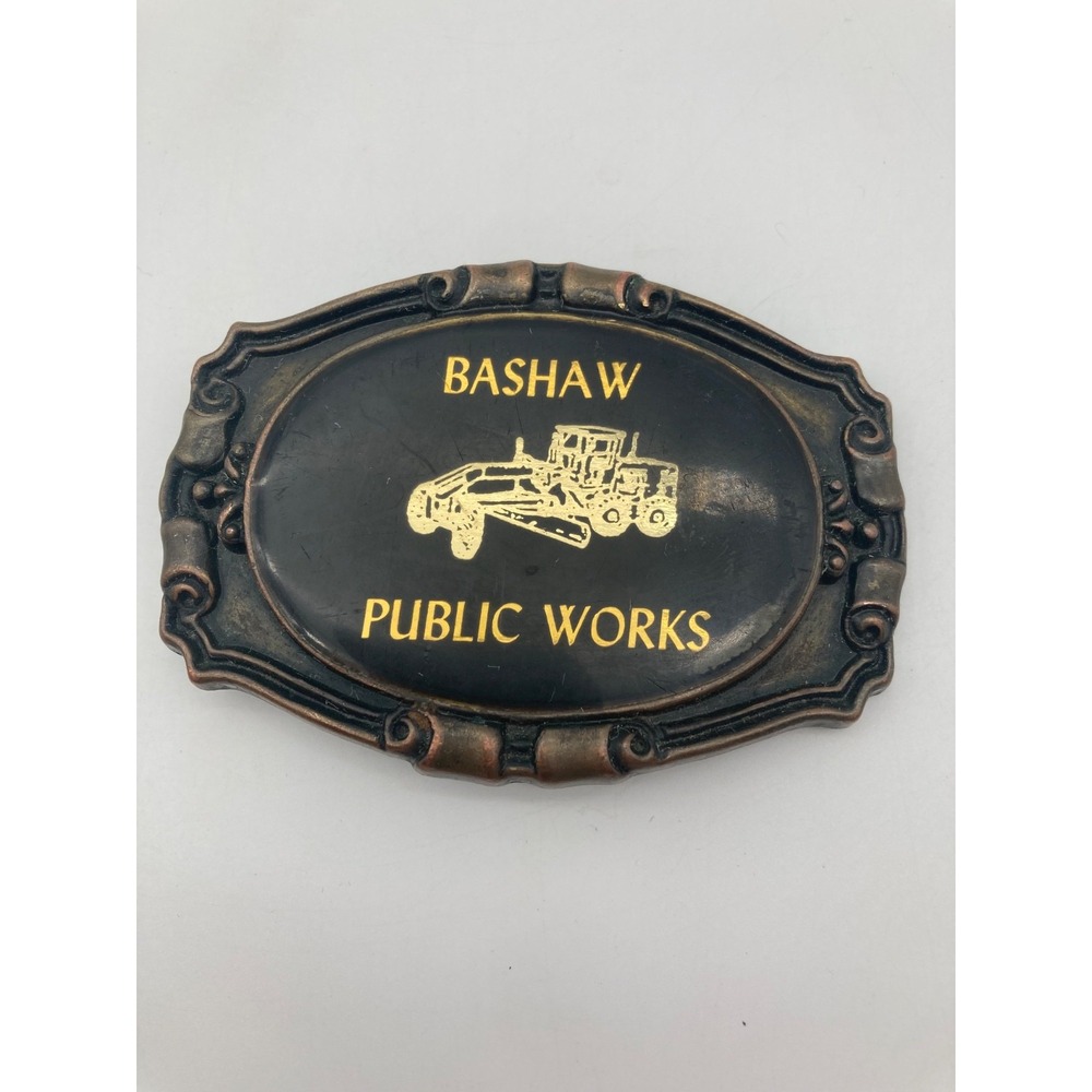 Vintage Bashaw Public Works Road Grader Belt Buckle Maendel Canada